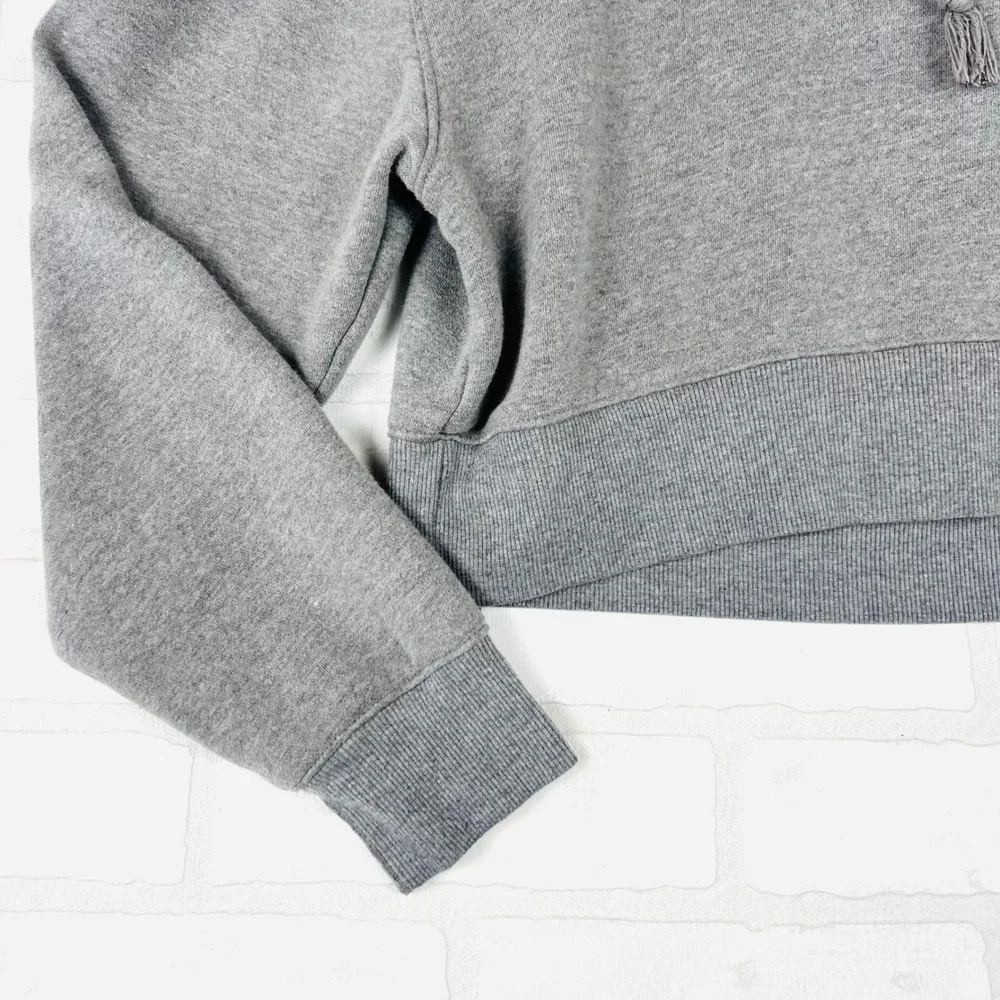 Gray Cropped‎ Hoodie Drawstring Pullover Long Sleeve Casual Comfy xS - Picture 3 of 12